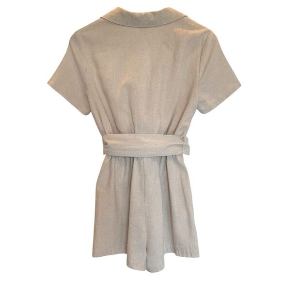 Princess Polly Cotton Blend Turin Romper Beige Short Sleeve - Women's 4 - Picture 6 of 12